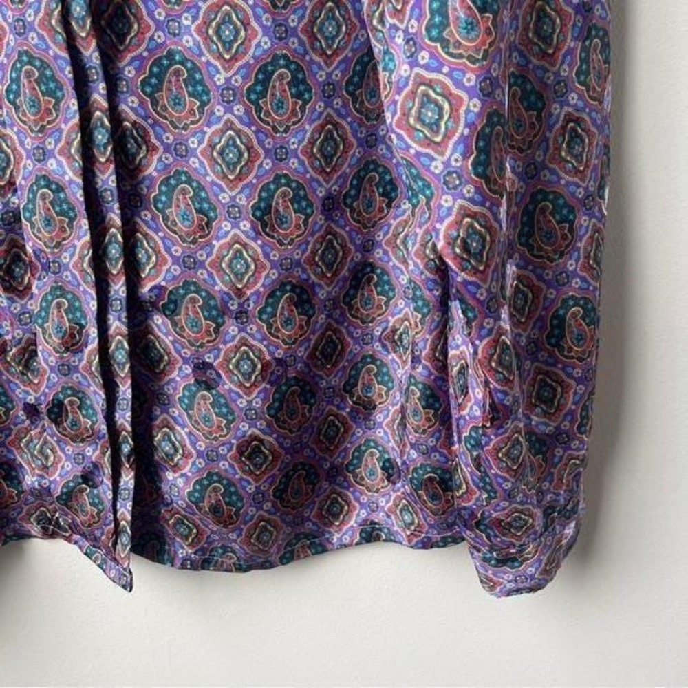 Vintage Blouse Women's Large Lavender Purple Paisley Mod Retro Office Secretary - Picture 5 of 12